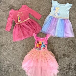 Girls Pink Princess Tulle Dresses with Gold Glitter
